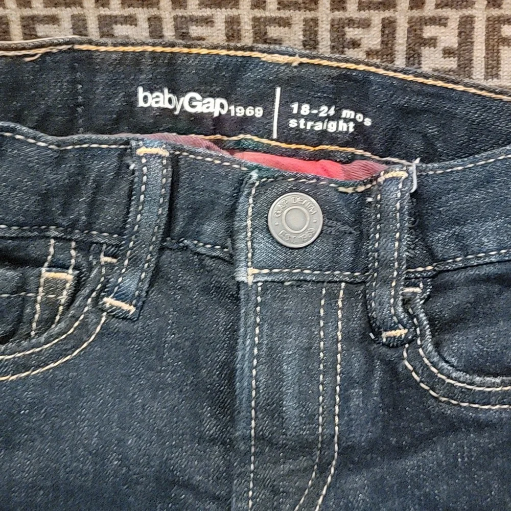 Gap Jeans Buffalo Plaid Flannel Lined Toddler Size 18- 24 months blue jeans pant